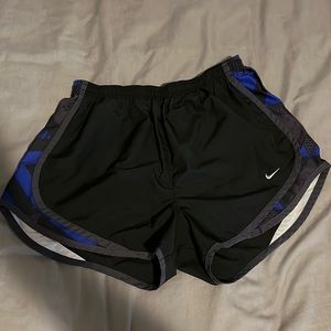 Womens nike athletic shorts, Black with Gray and Blue on the sides